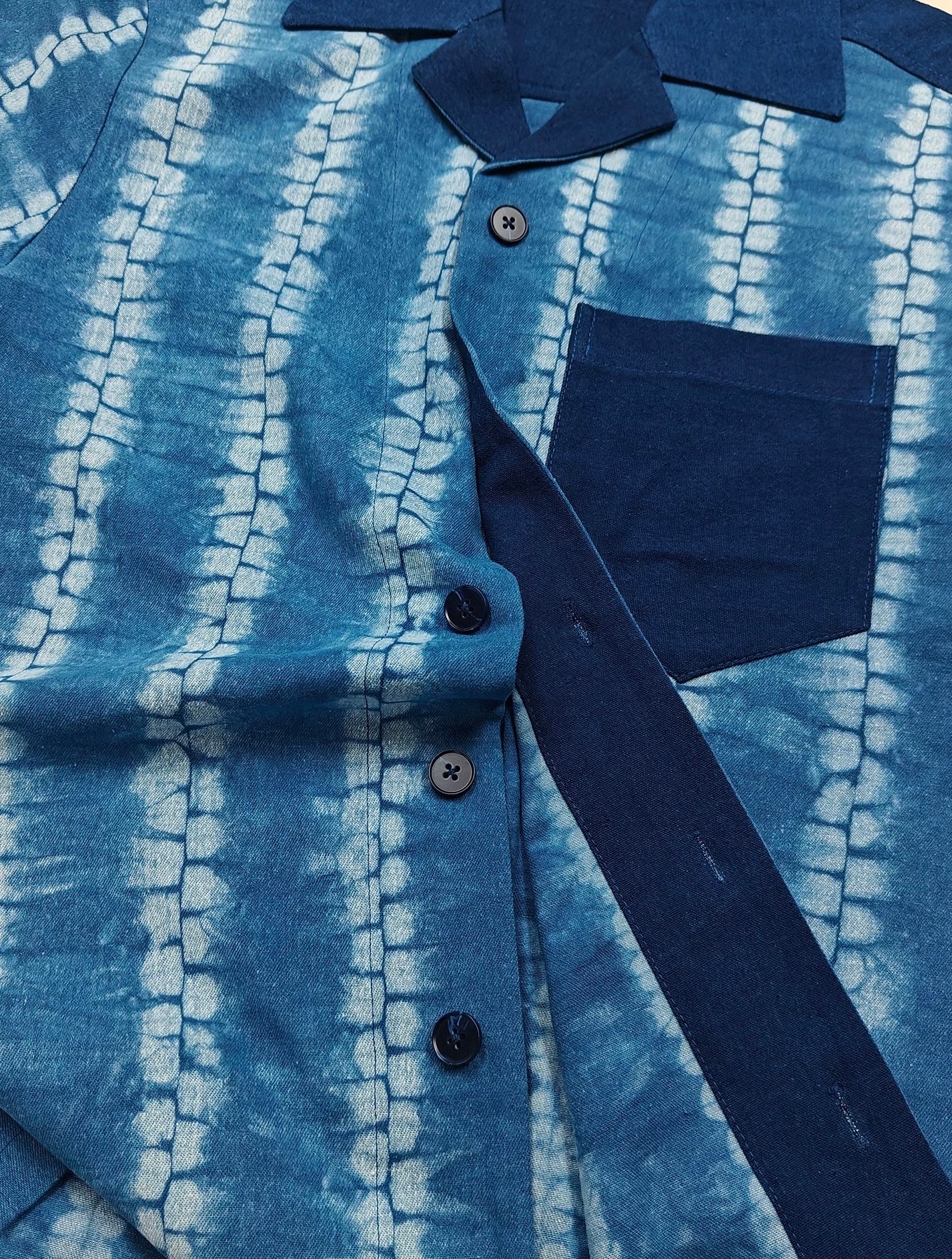 Indigo Tie Dye Aloha Shirt