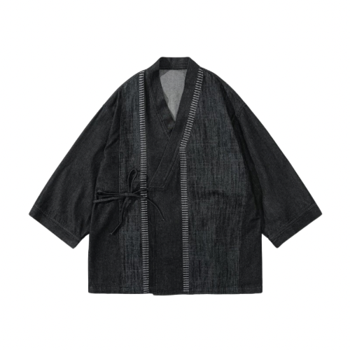 Black Patchwork Sashiko Haori Jacket
