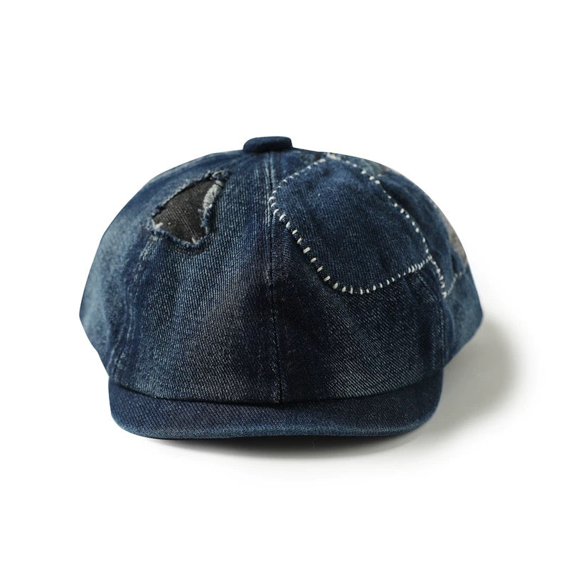 Denim Patchwork Newsboy Cap