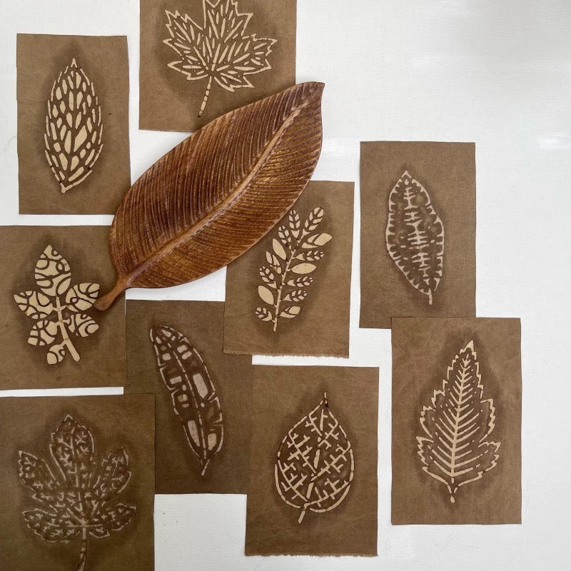 Organic Dye Leaves Fabric Scraps Bundles
