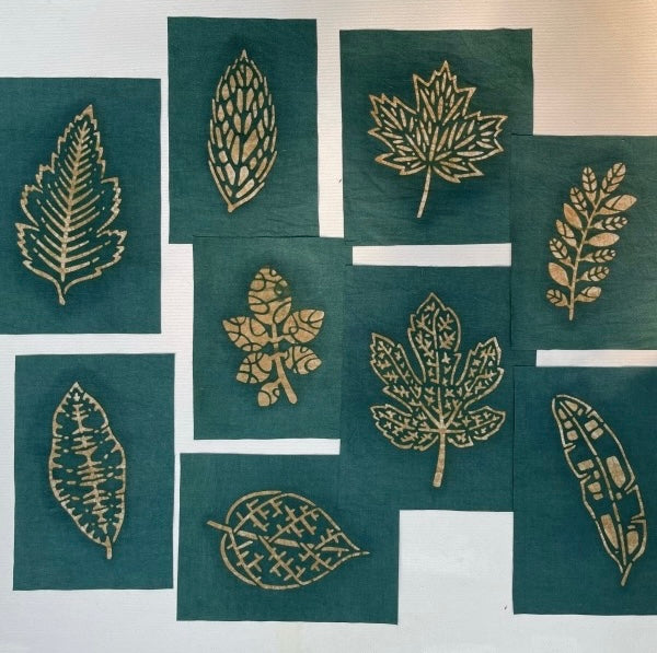 Organic Dye Leaves Fabric Scraps Bundles