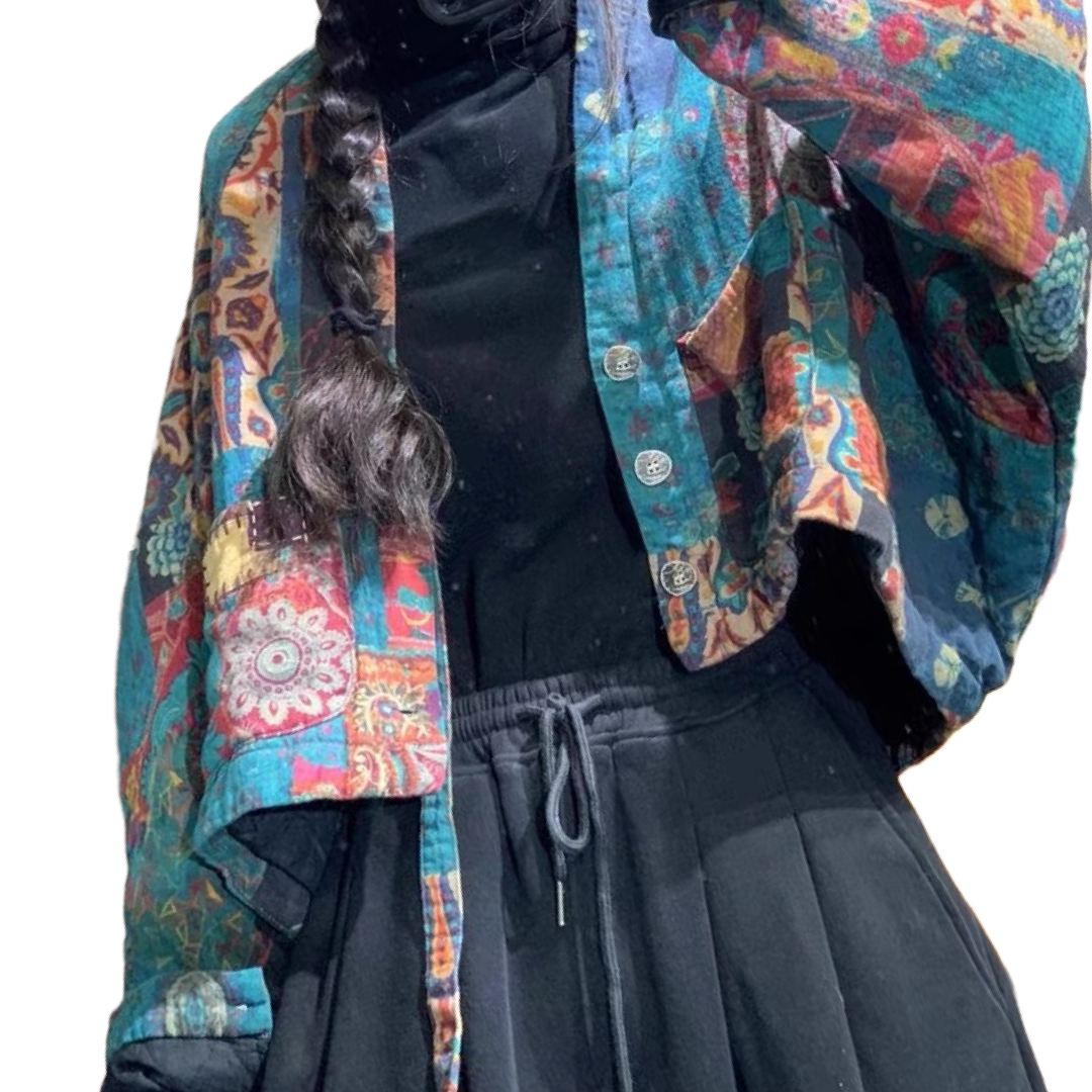 Folk Patchwork Padded Noragi Jacket