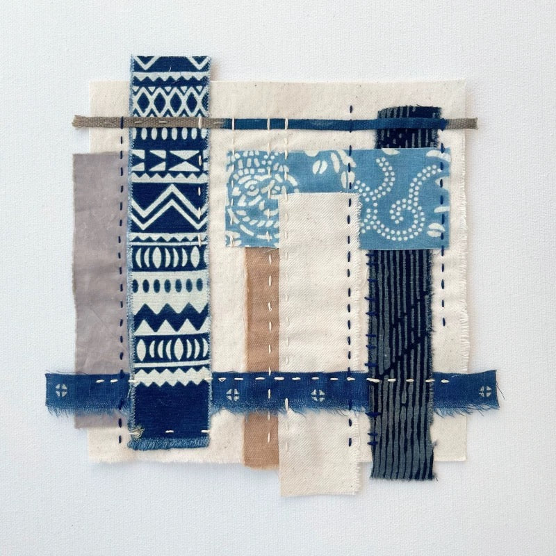 Indigo Dye Patchwork Fabric Scraps