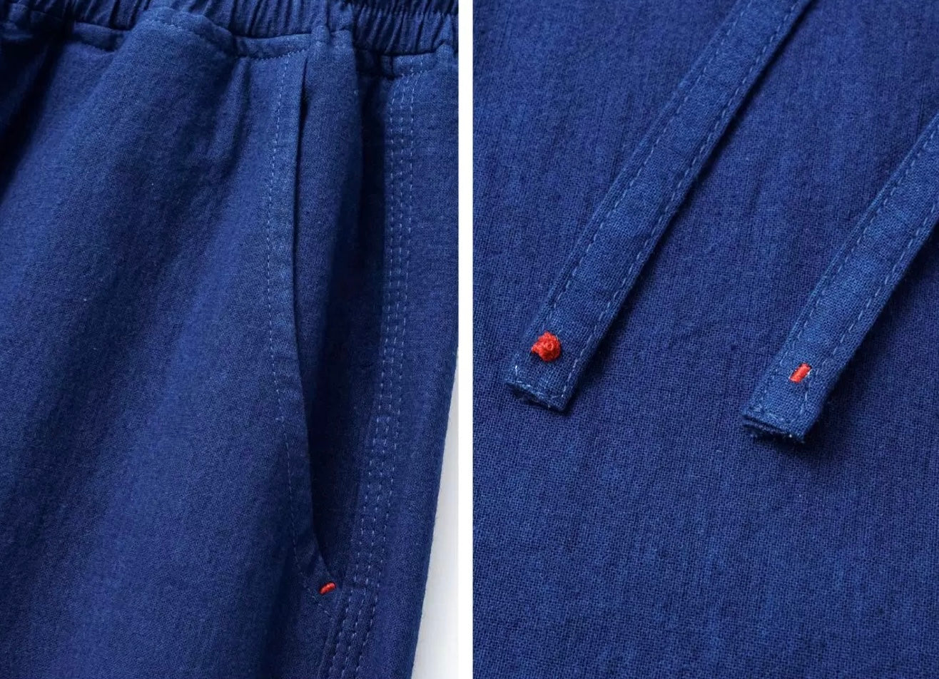 Indigo Dye Basic Kasuri Twill Pants