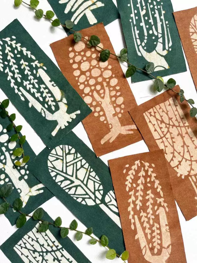 Organic Dye Trees Fabric Scraps Bundles