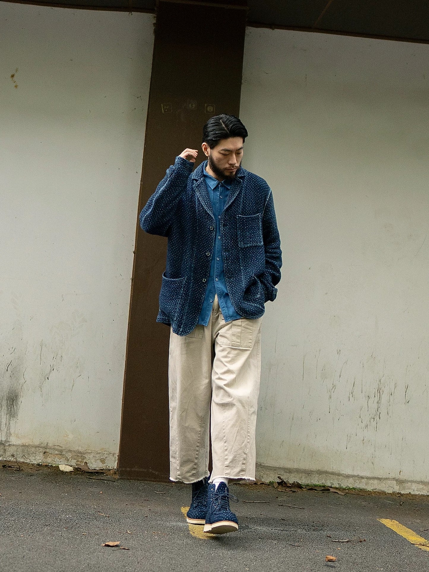 Indigo Dye Sashiko Retro Americano Jacket