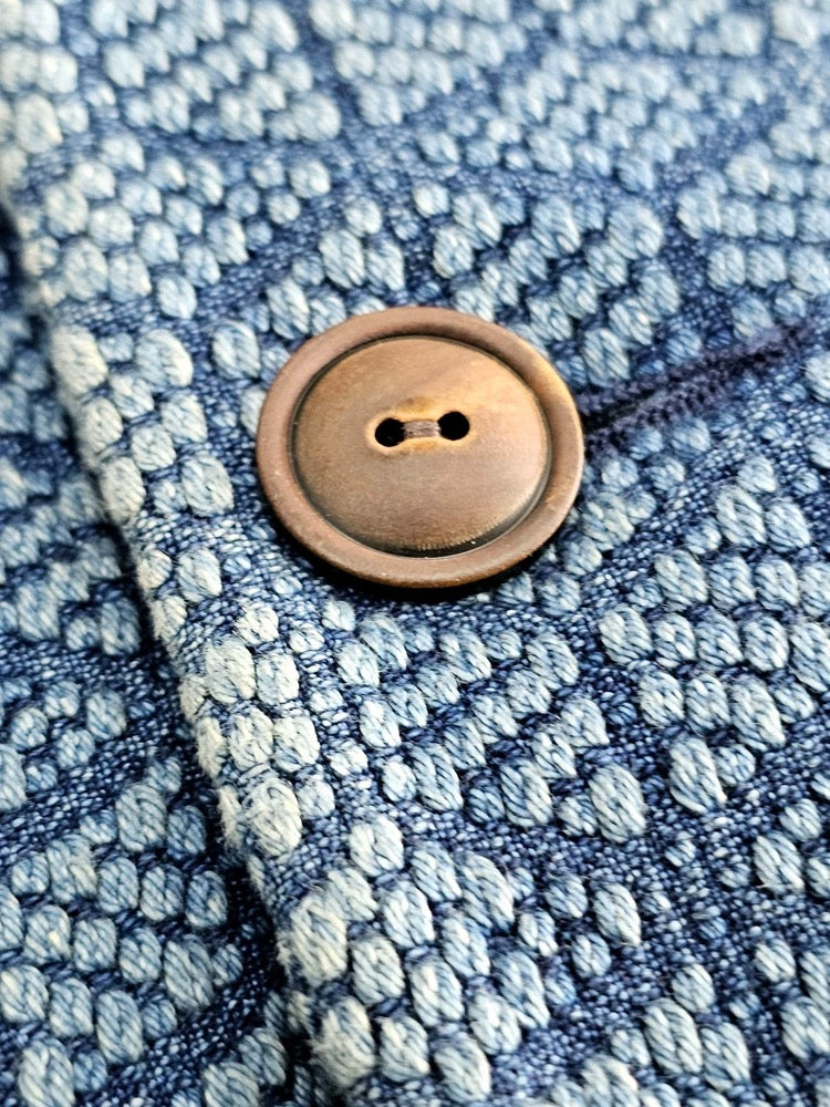 Indigo Dye Sashiko Two Tone Blazer Jacket