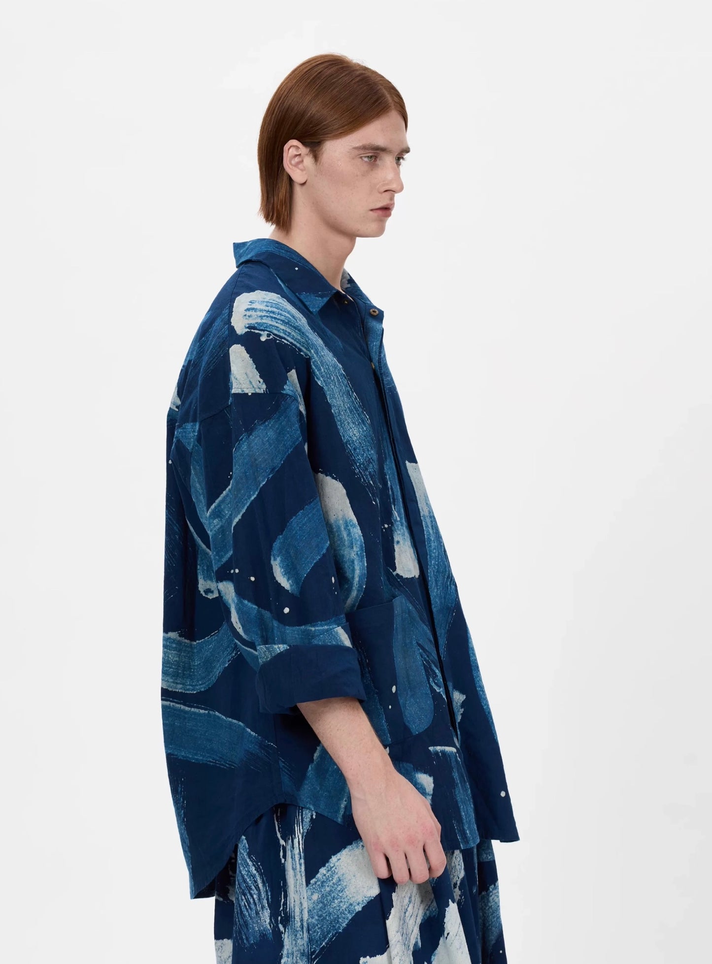 Indigo Dye Abstract Printed Jacket
