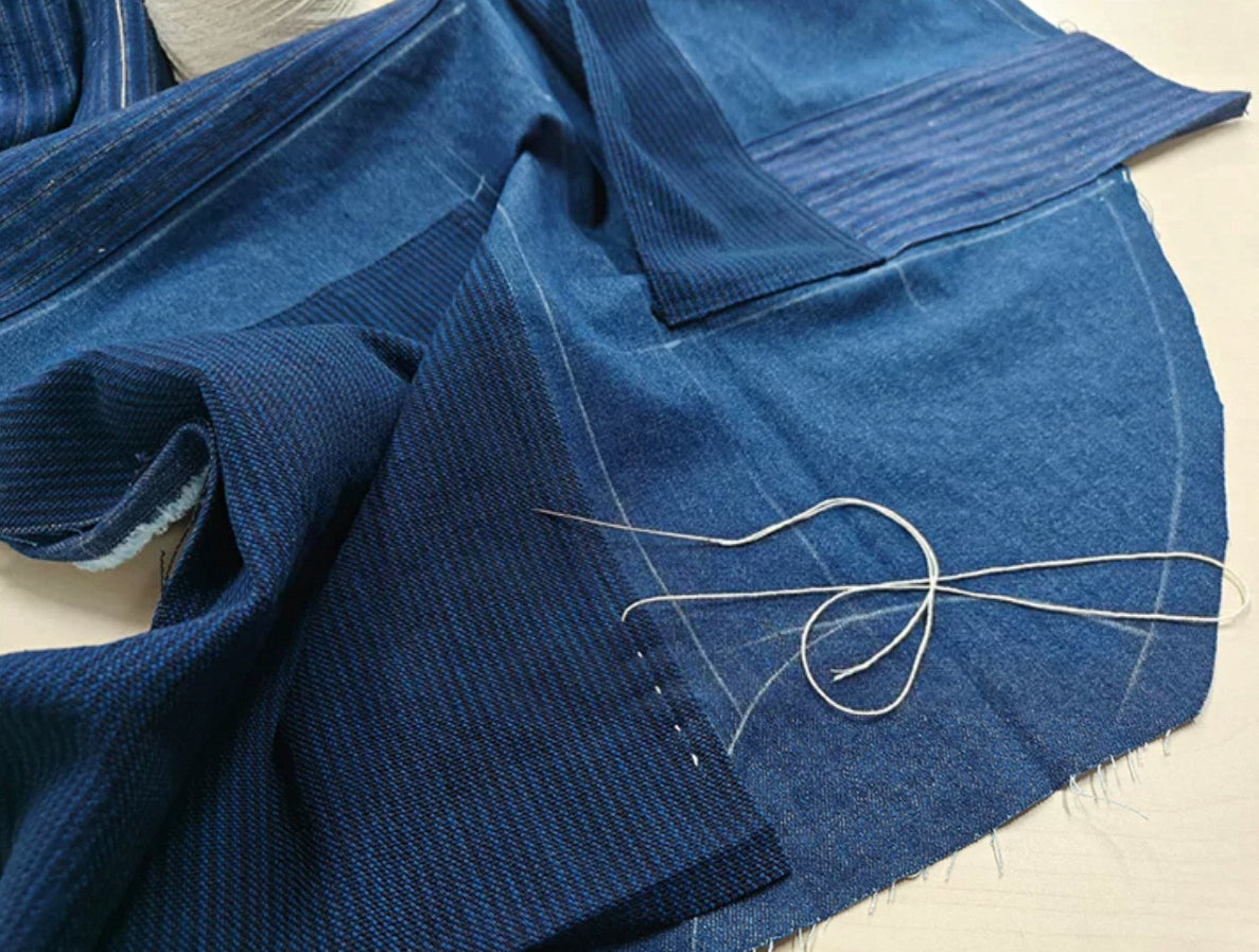 Indigo Dye Patchwork Tang Jacket