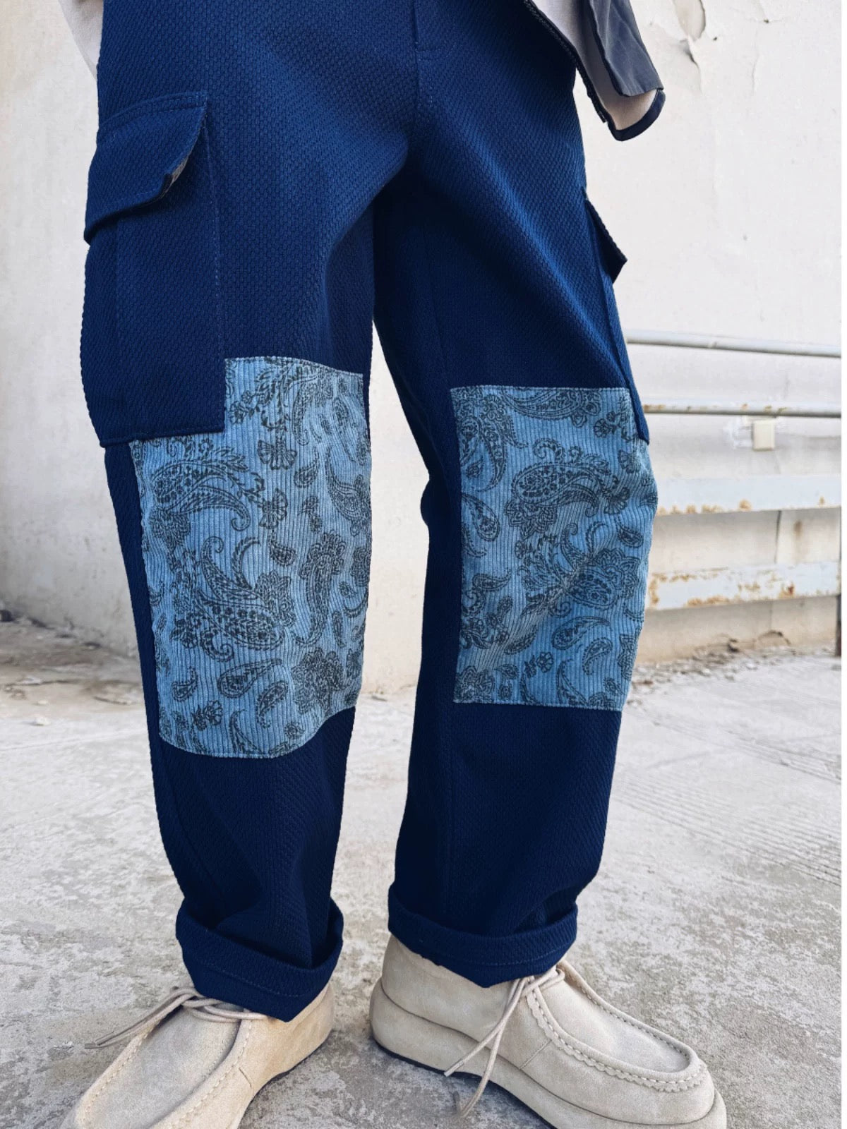 Indigo Dye Kendo Paisley Patchwork Pants