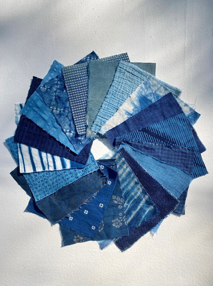 Indigo Dye Fabric Scraps Bundles