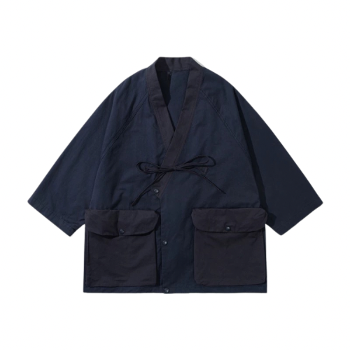 Navy Big Pockets Haori Jacket