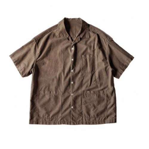 Walnut Hulls Dye Short Sleeves Aloha Shirt