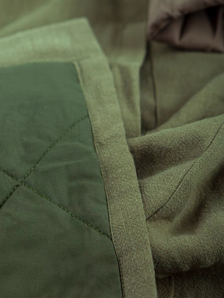 Military Green Oversize Padded Haori Jacket