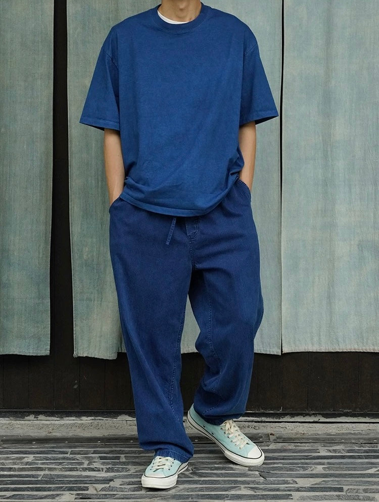 Indigo Dye Basic Crew T-Shirts - 3 Colors