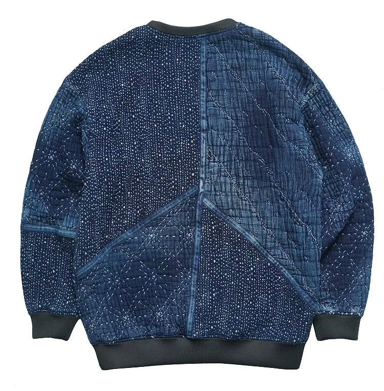 Dark Indigo Dye Sashiko Starry Night Sweatshirt
