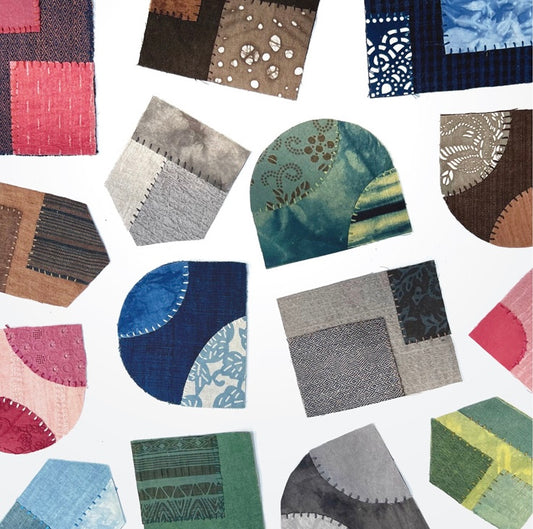 Organic Dye Patchwork Fabric Scraps Bundles