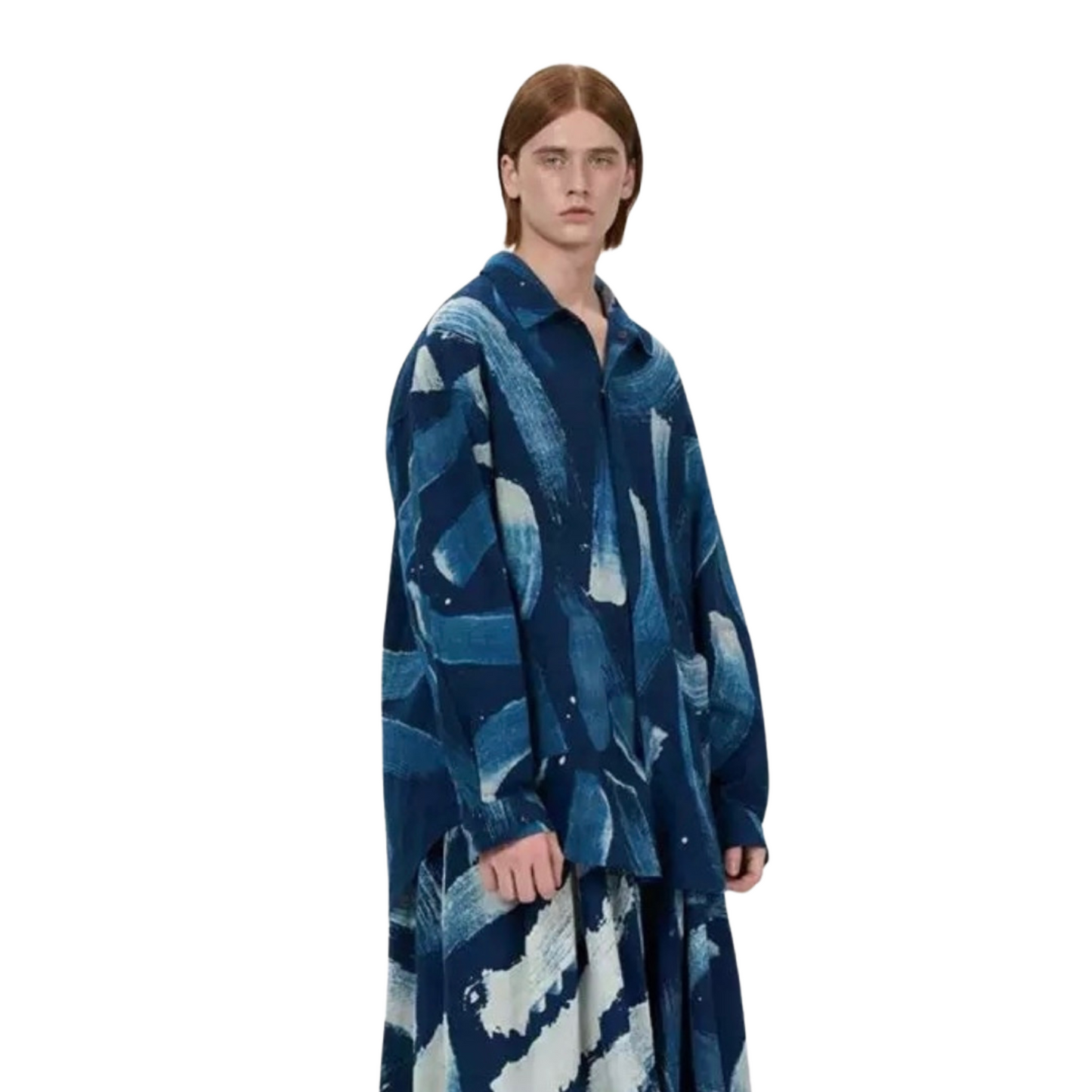 Indigo Dye Abstract Printed Jacket