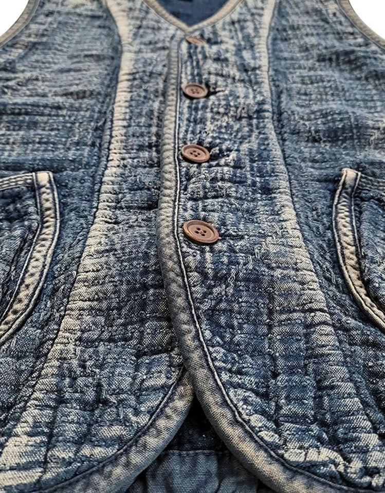Indigo Dye Sashiko Vest