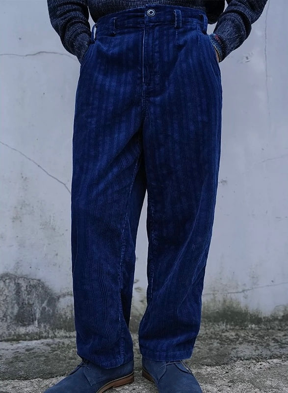 Indigo Dye Corduroy Pants