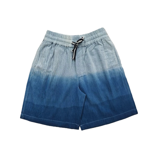 Indigo Dye Faded Elastic Waist Beach Shorts