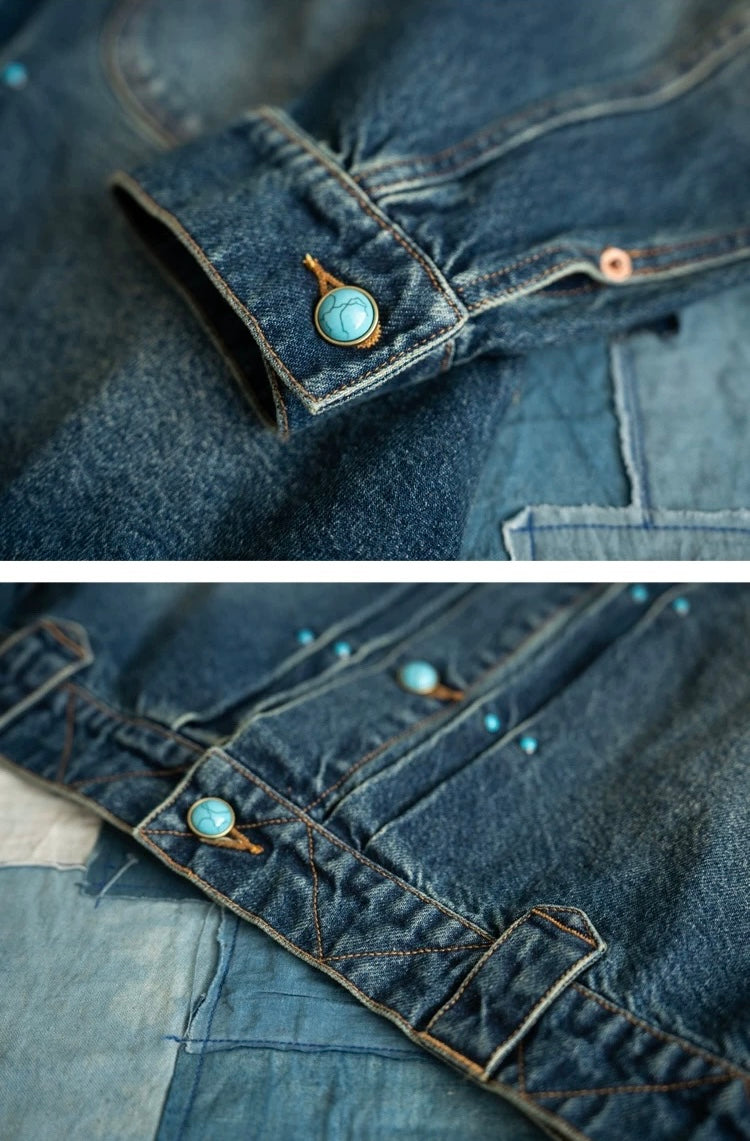 Denim Sashiko Trucker Jacket