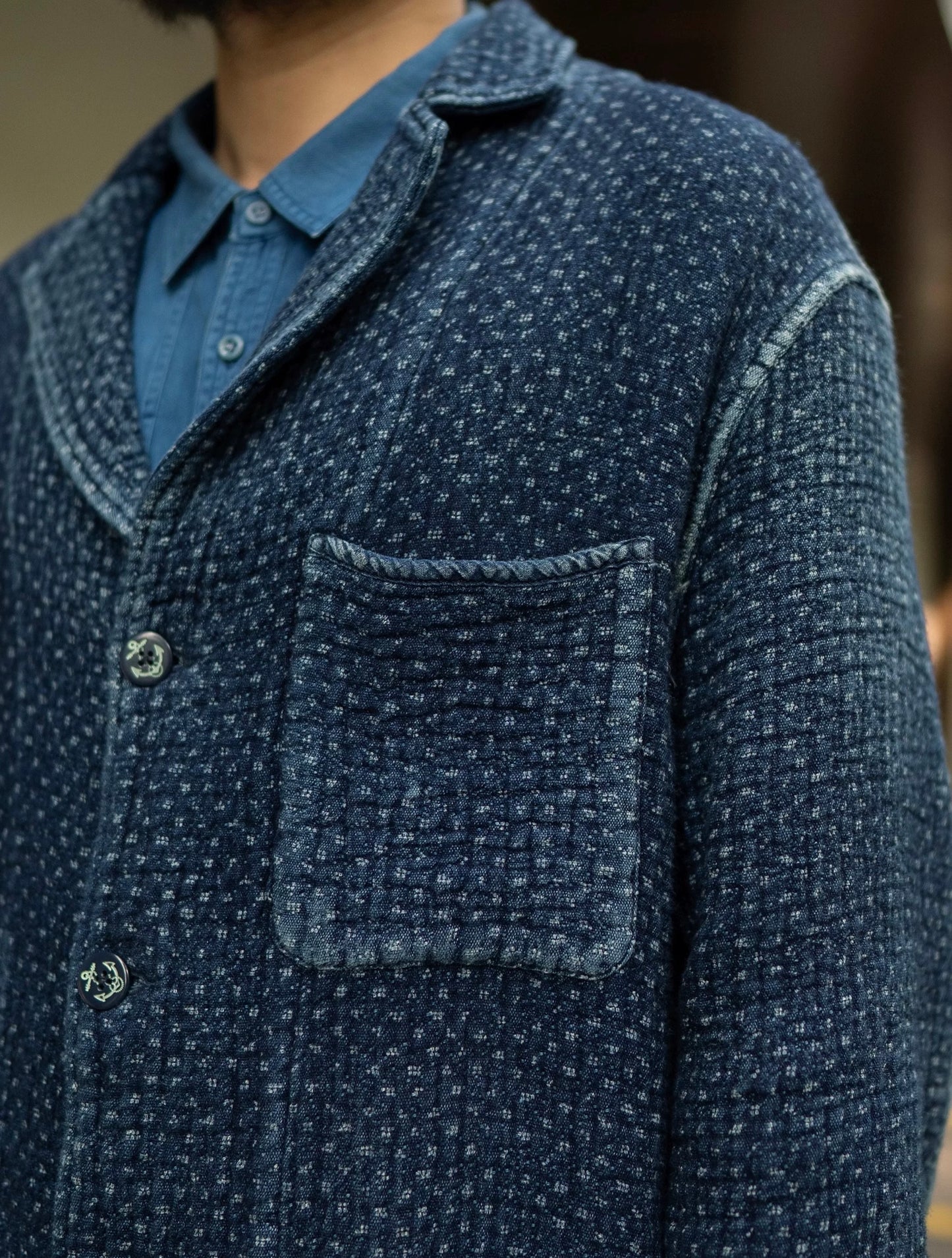 Indigo Dye Sashiko Retro Americano Jacket