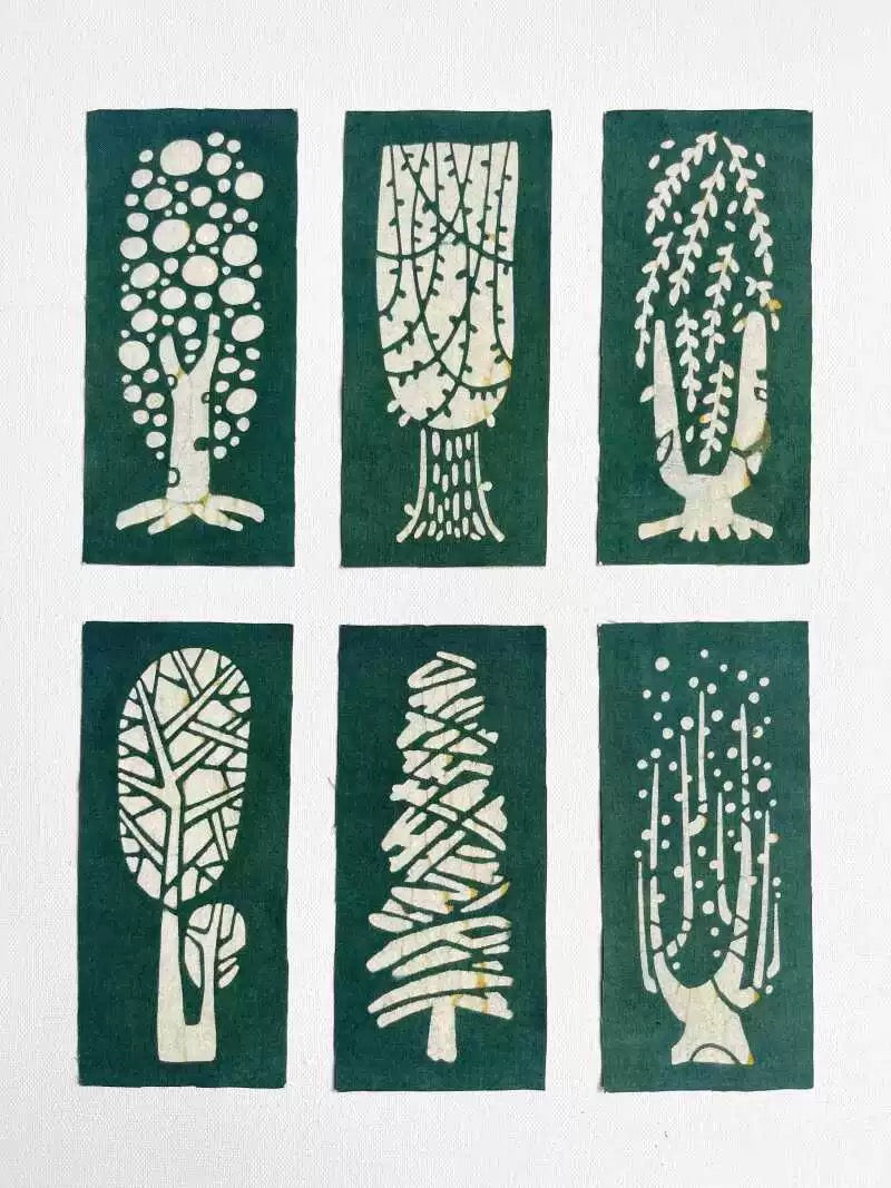 Organic Dye Trees Fabric Scraps Bundles