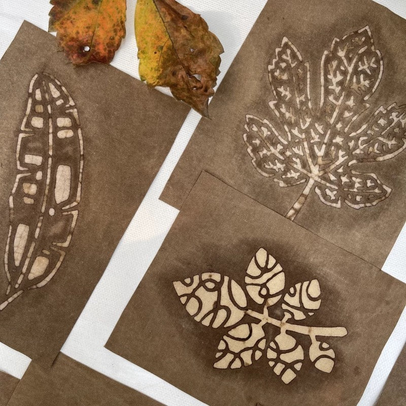 Organic Dye Leaves Fabric Scraps Bundles