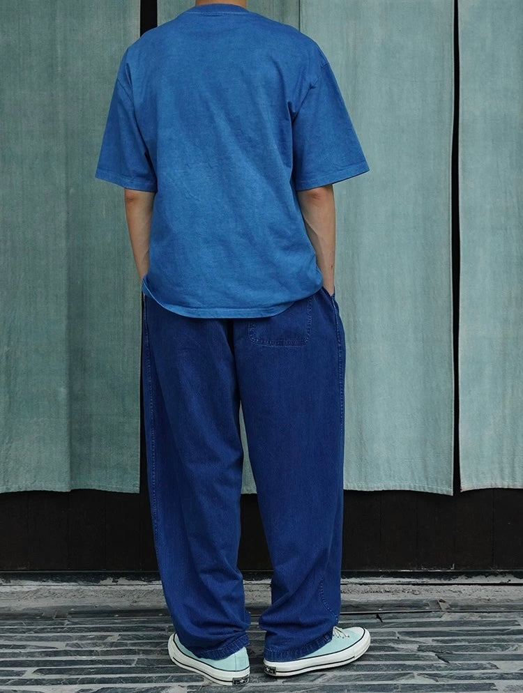 Indigo Dye Basic Crew T-Shirts - 3 Colors