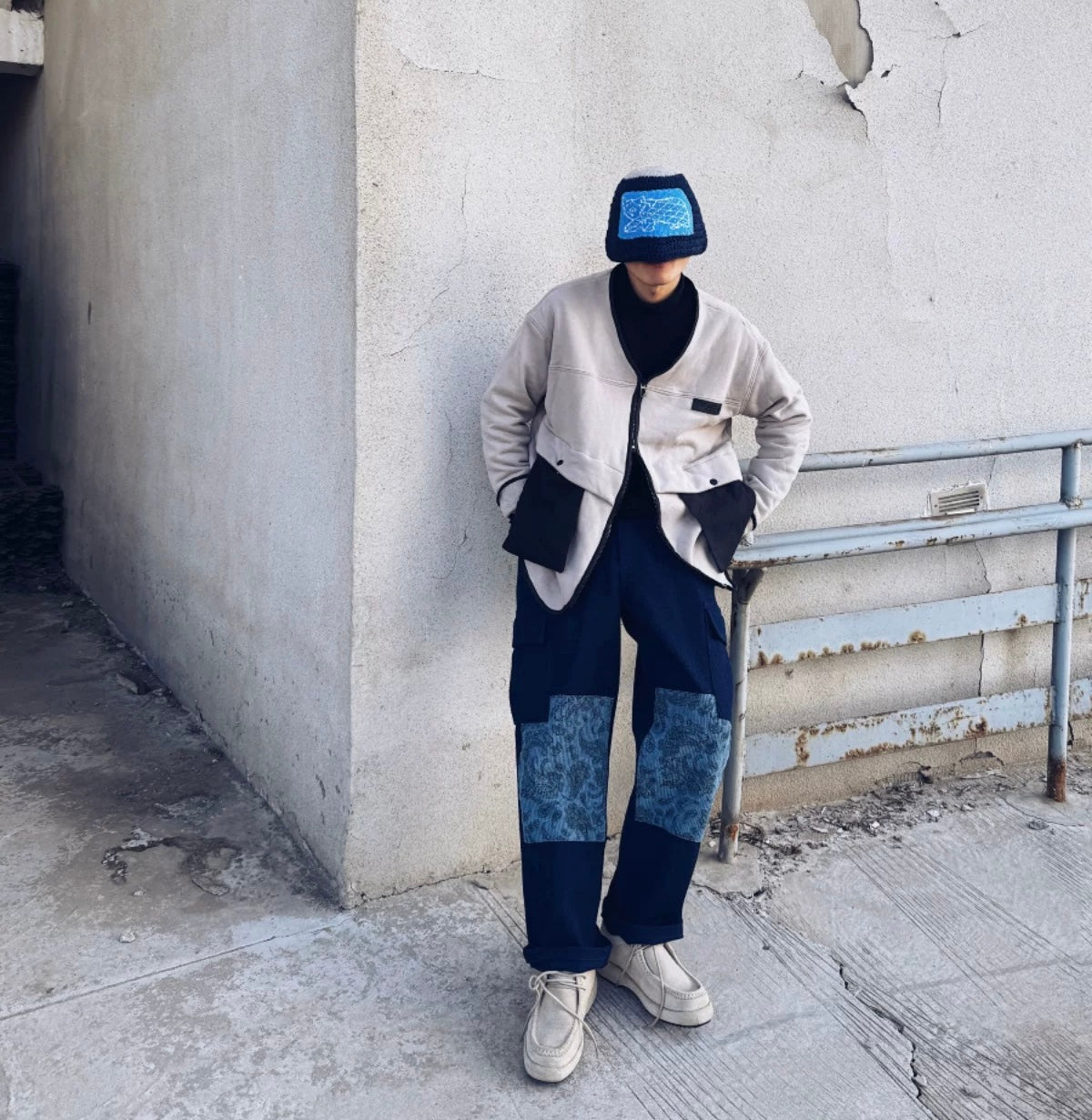 Indigo Dye Kendo Paisley Patchwork Pants