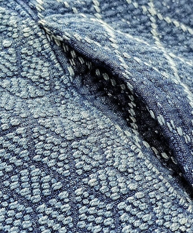 Indigo Dye Sashiko Two Tone Blazer Jacket