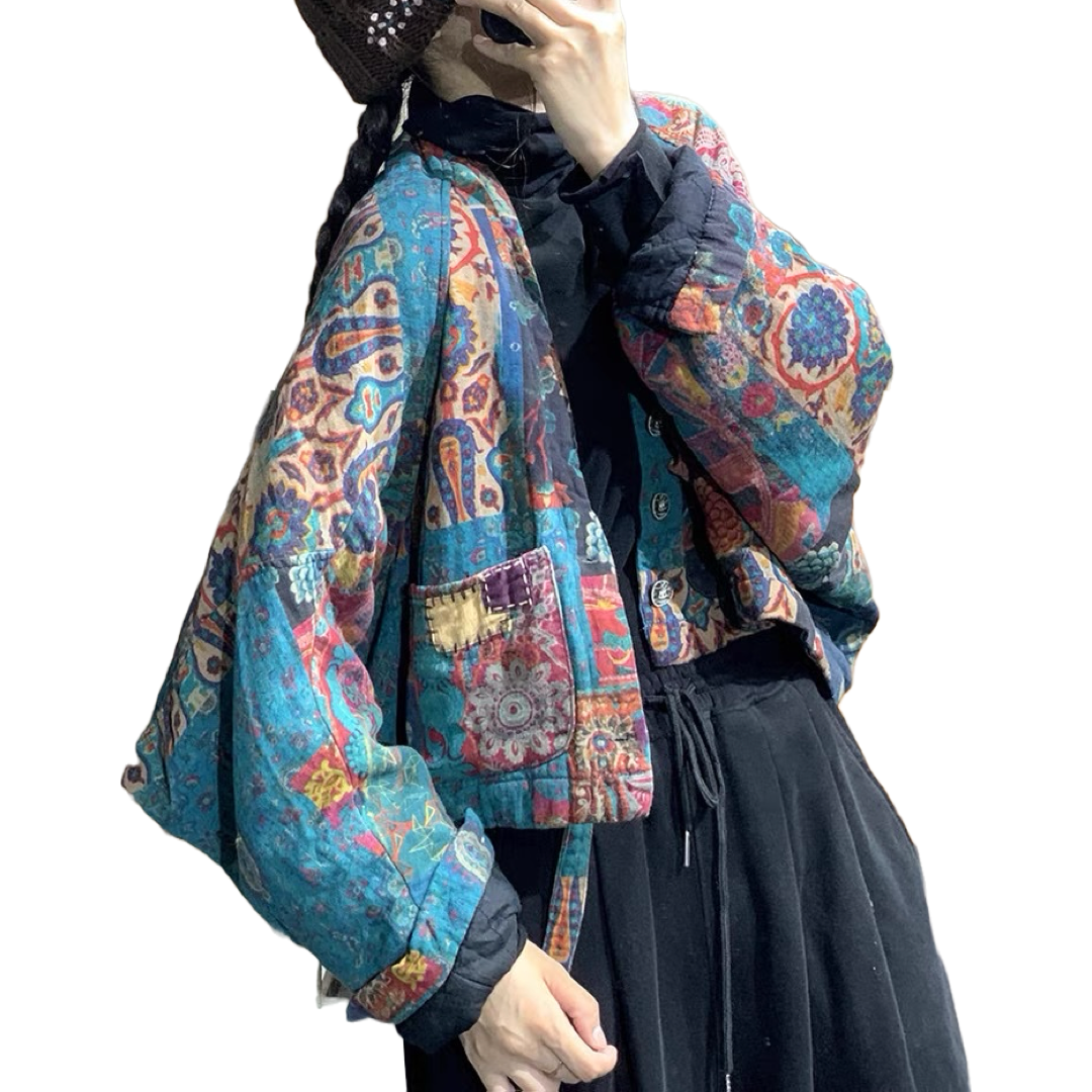 Folk Patchwork Padded Noragi Jacket