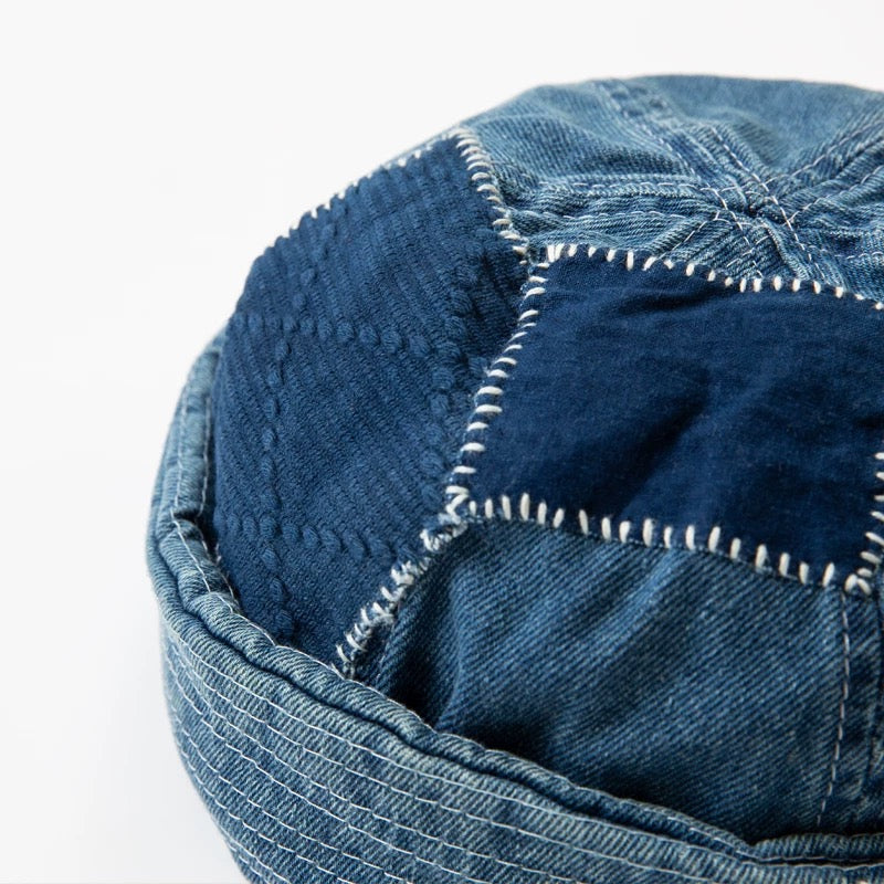 Denim Patchwork Sashiko Melon Hat