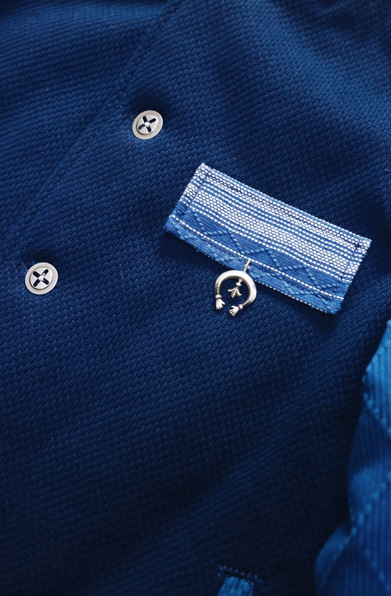 Indigo Dye Kendo Patchwork Baseball Jacket