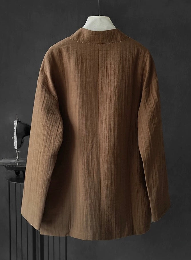 Brown Sashiko Stitch Noragi Jacket