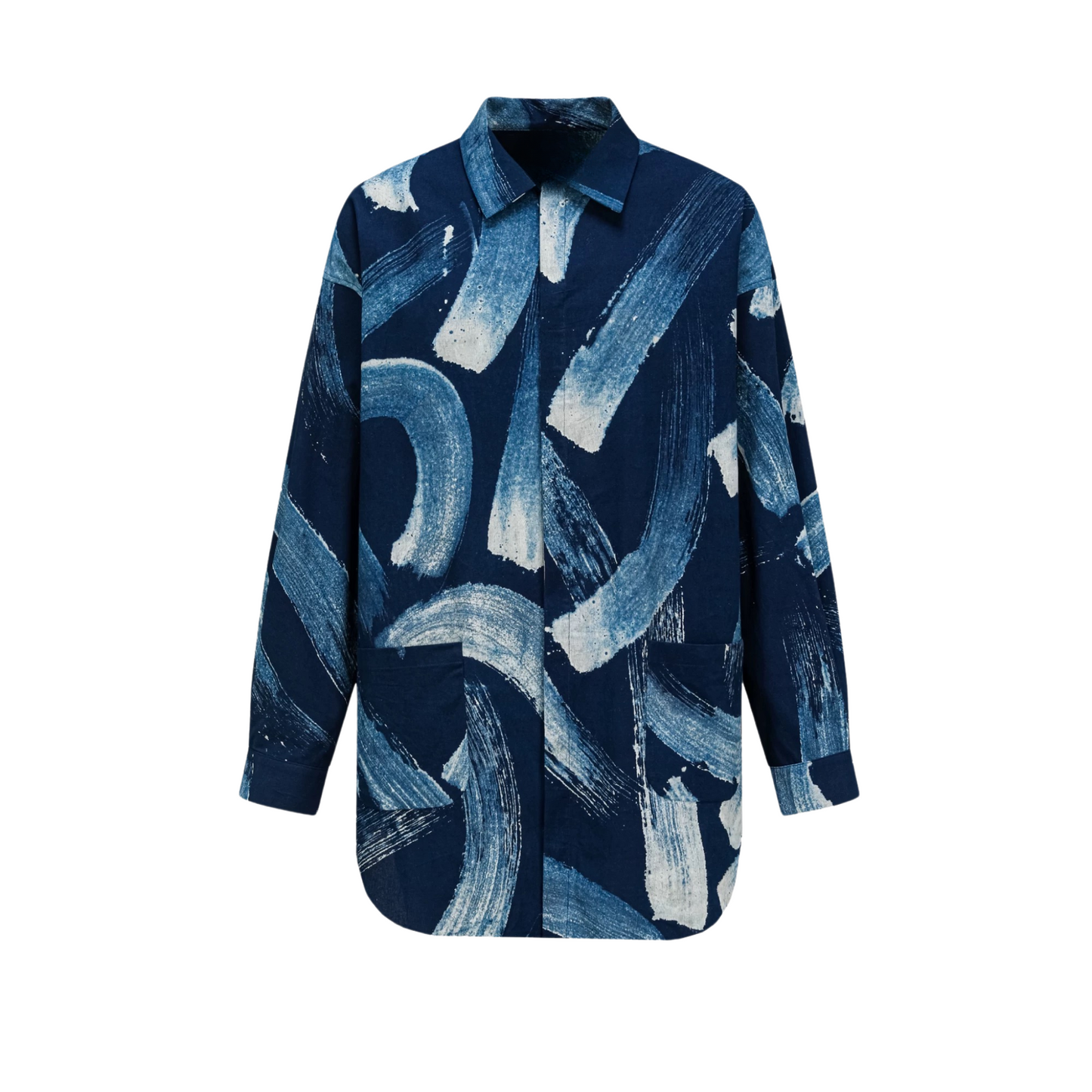 Indigo Dye Abstract Printed Jacket