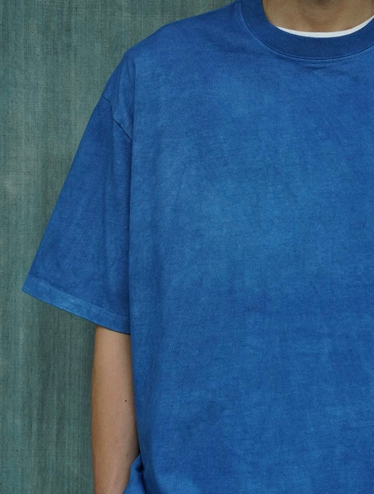 Indigo Dye Basic Crew T-Shirts - 3 Colors