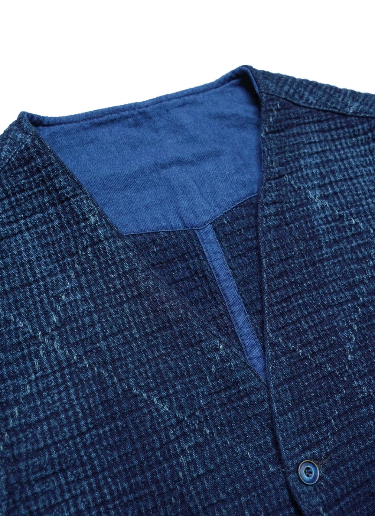 Indigo Dye Sashiko Multi-Pockets Vest