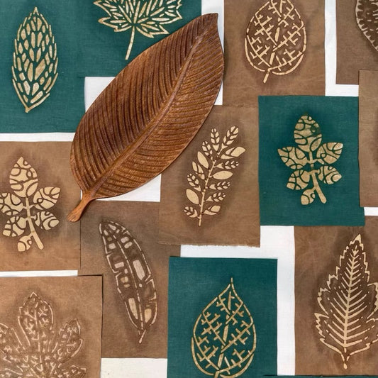 Organic Dye Leaves Fabric Scraps Bundles