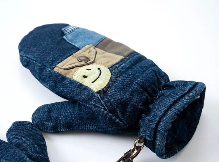 Denim Patchwork Sashiko Gloves