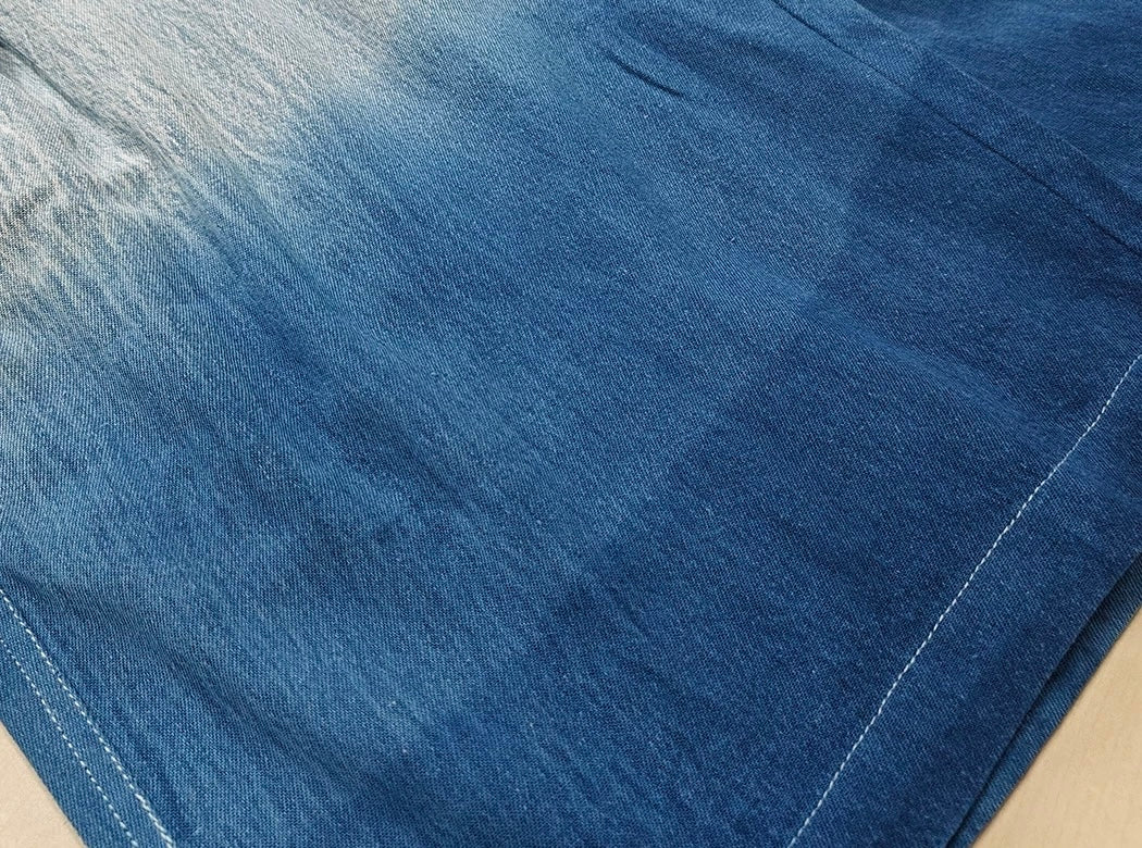 Indigo Dye Faded Elastic Waist Beach Shorts