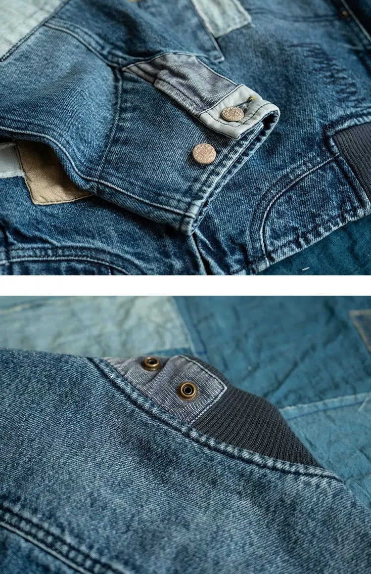 Denim Patchwork Sashiko Jacket