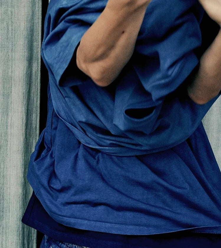 Indigo Dye Basic Crew T-Shirts - 3 Colors