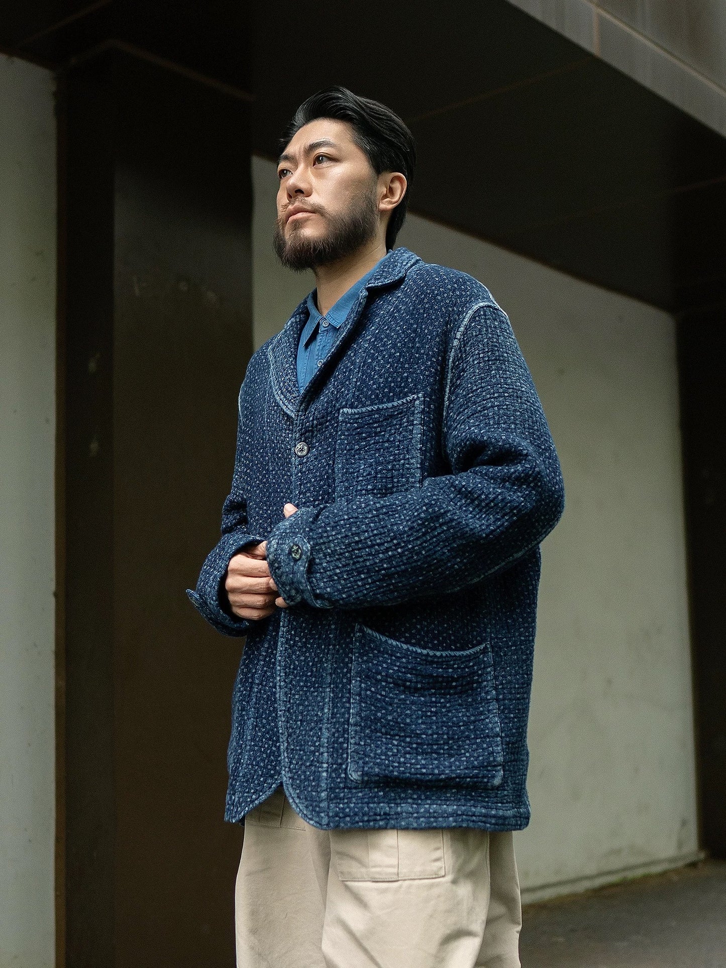 Indigo Dye Sashiko Retro Americano Jacket