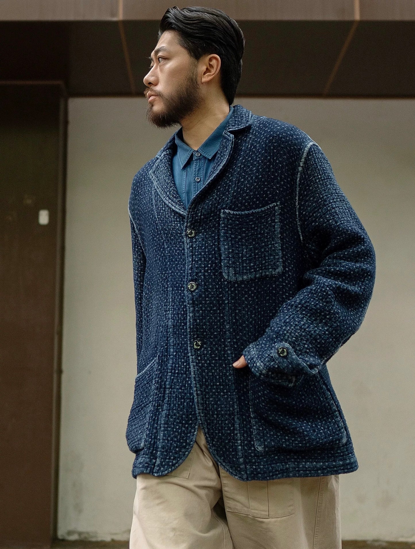 Indigo Dye Sashiko Retro Americano Jacket