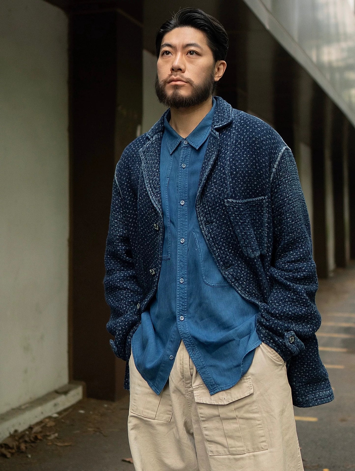Indigo Dye Sashiko Retro Americano Jacket
