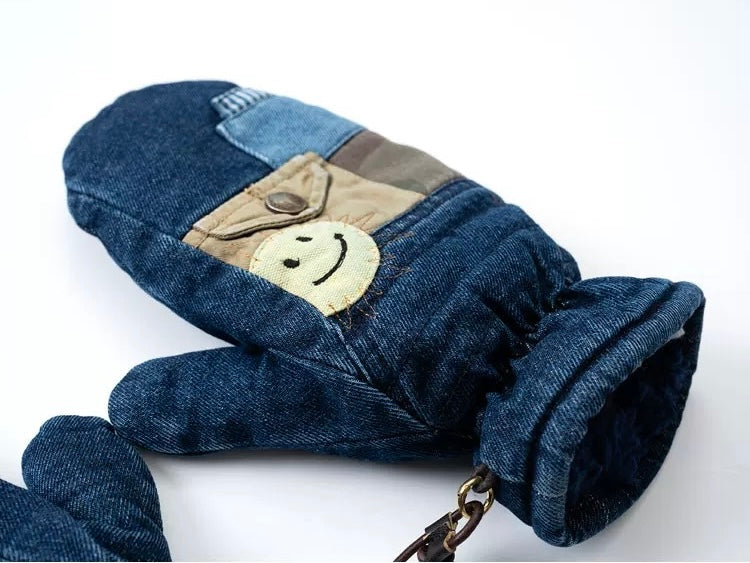 Denim Patchwork Sashiko Gloves