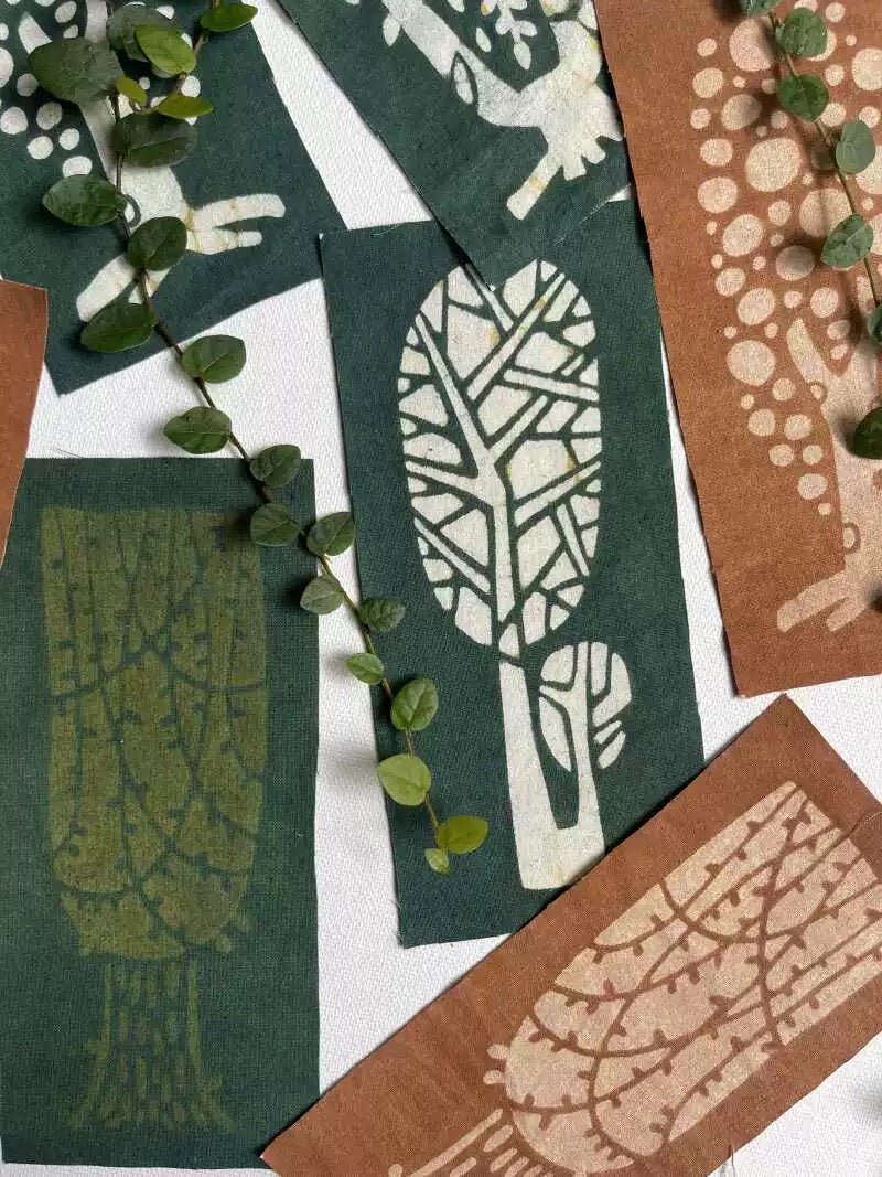 Organic Dye Trees Fabric Scraps Bundles