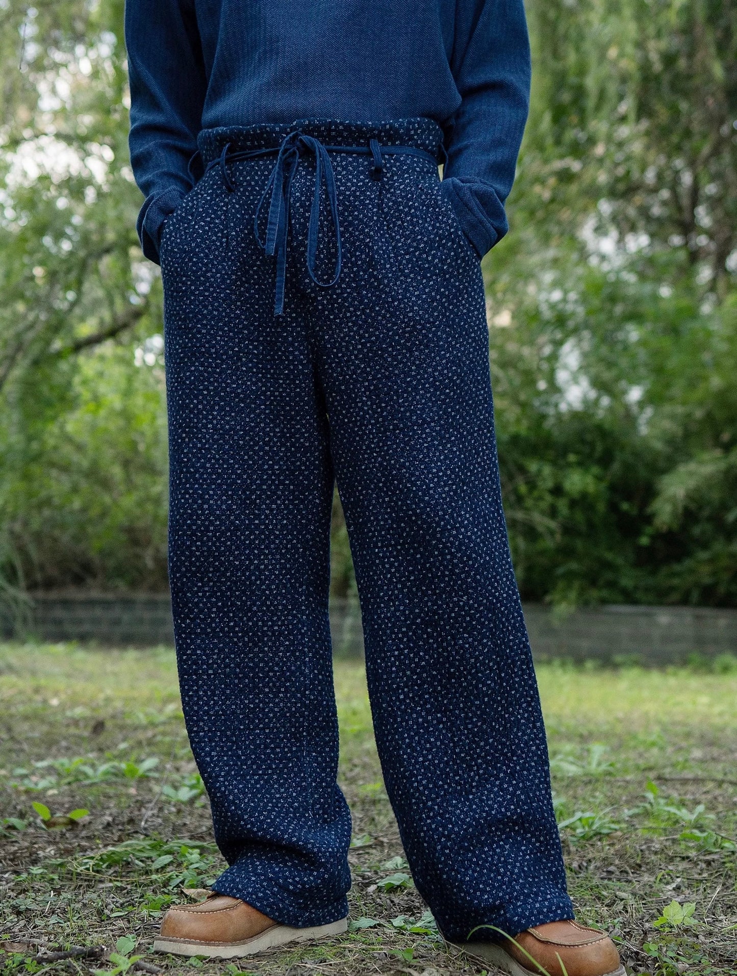 Indigo Dye Sashiko Americana Pants